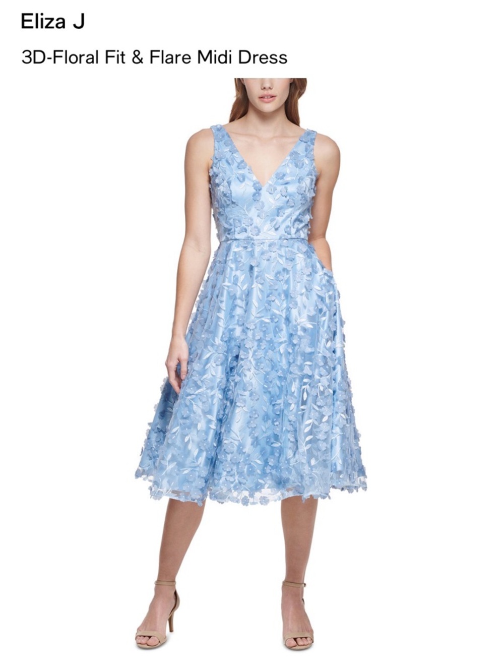 Eliza J V-neck Fit and Flare Midi Dress | size 6